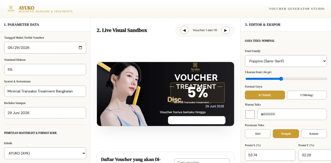 Preview Voucher Generator Ayuko
