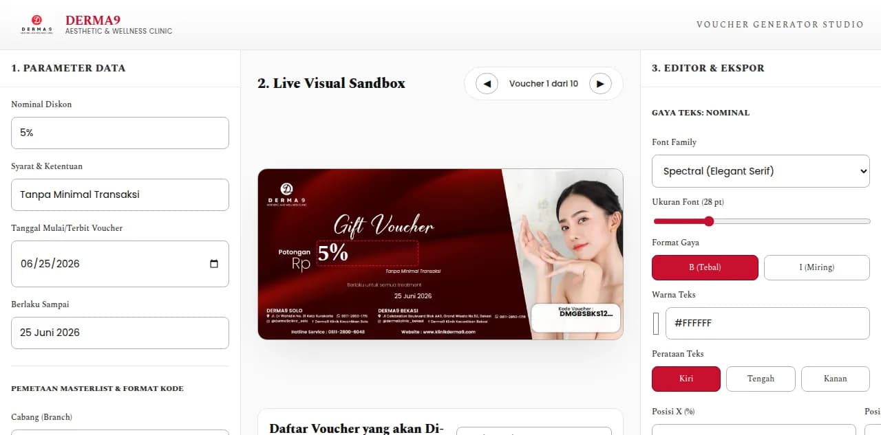 Preview Voucher Generator Derma9